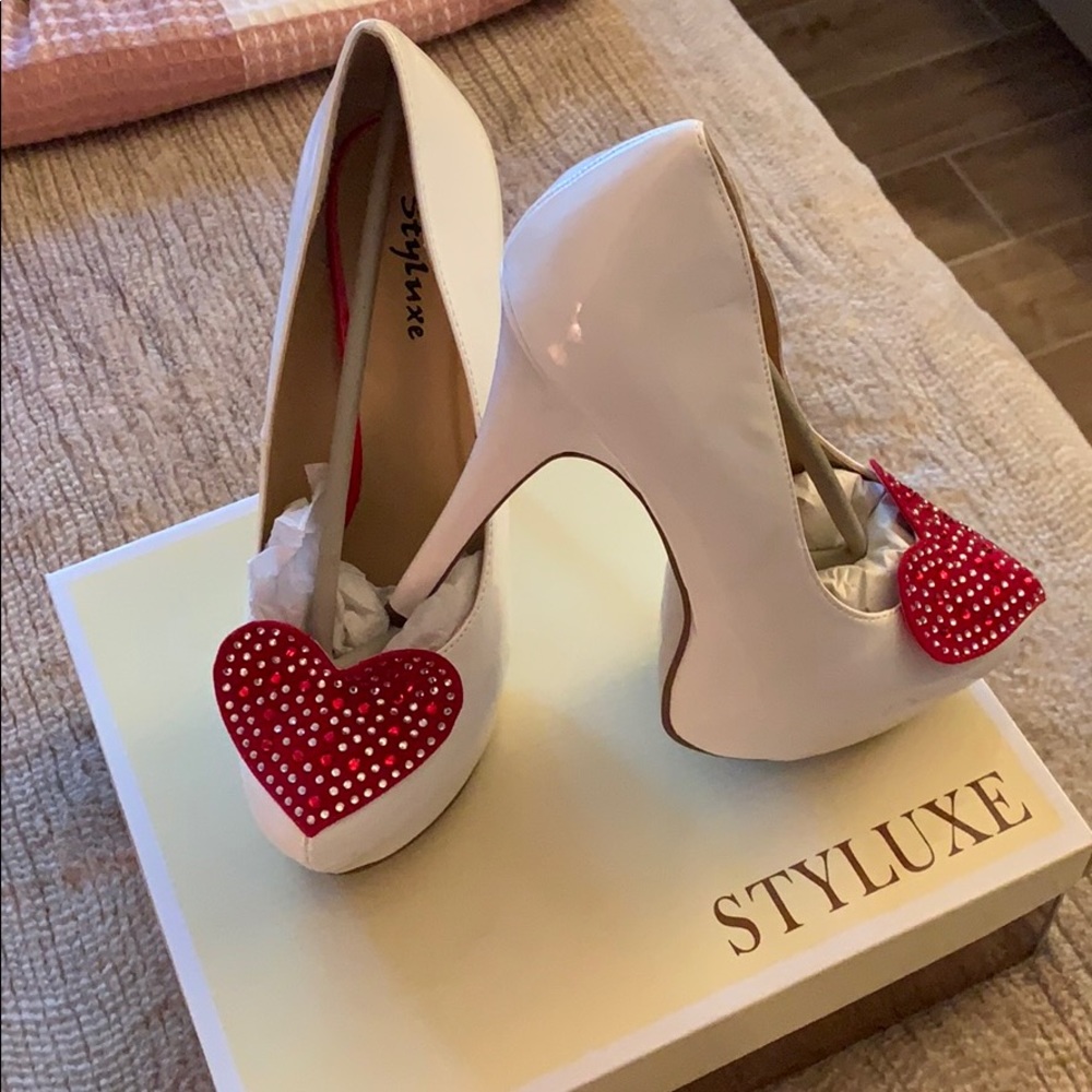 Gorgeous White Heart Stilettos